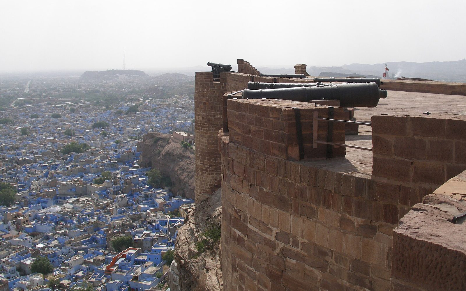 Blue rooftops of Jodhpur beneath Mehrangarh Fort